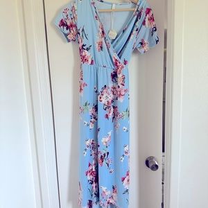 Blue Floral Pinkblush Maxi Dress New with Tags